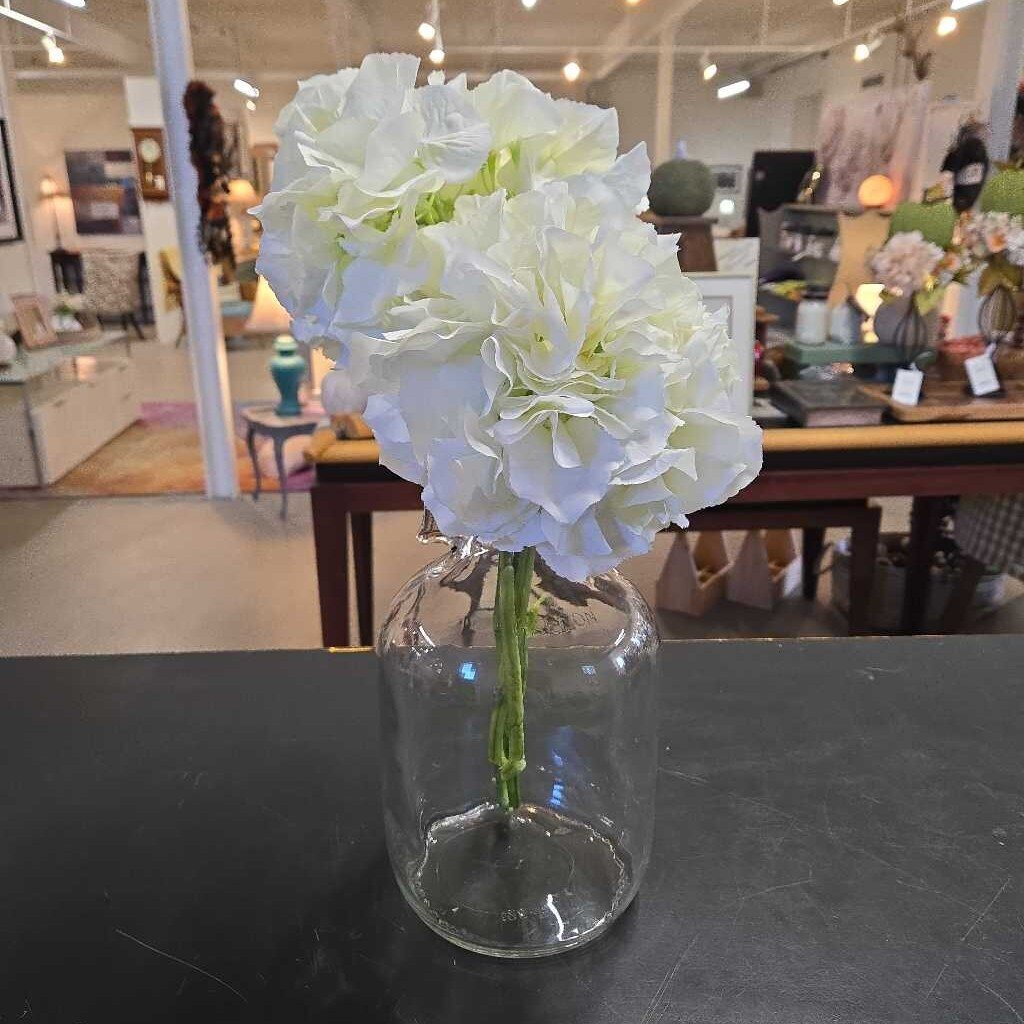 GLASS JUG W/FAUX FLOWERS