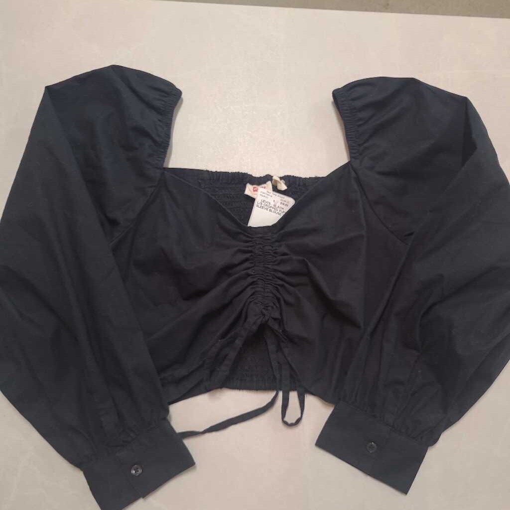 LEVI'S - BLACK L/S CROPPED PUFF SLEEVE BLOUSE