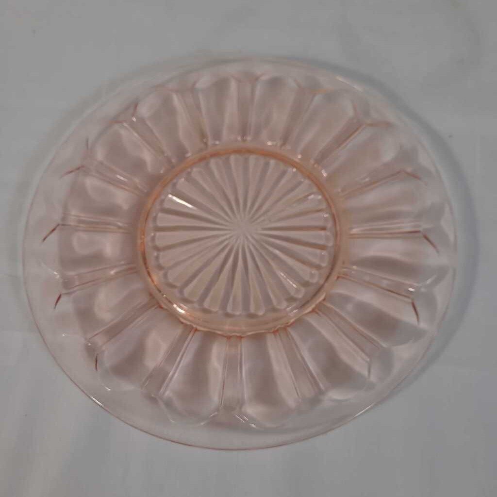 PINK DEPRESSION GLASS LUNCH PLATE