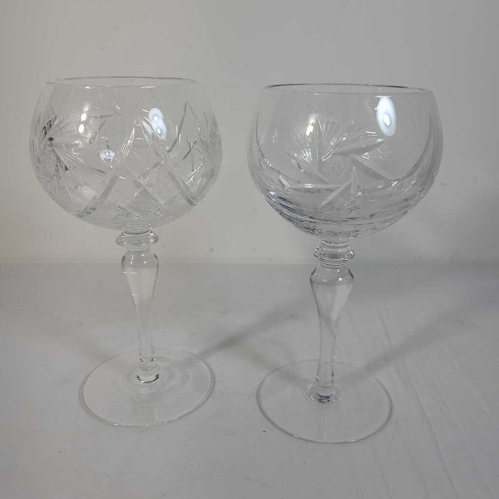 PR LG PINWHEEL CRYSTAL WINE GLASSES