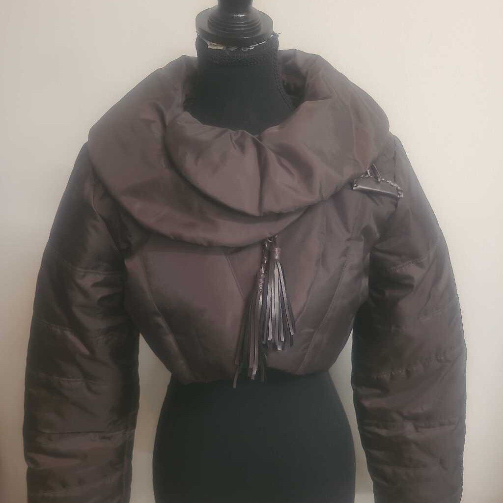 BROWN CROPPED PUFFER JACKET