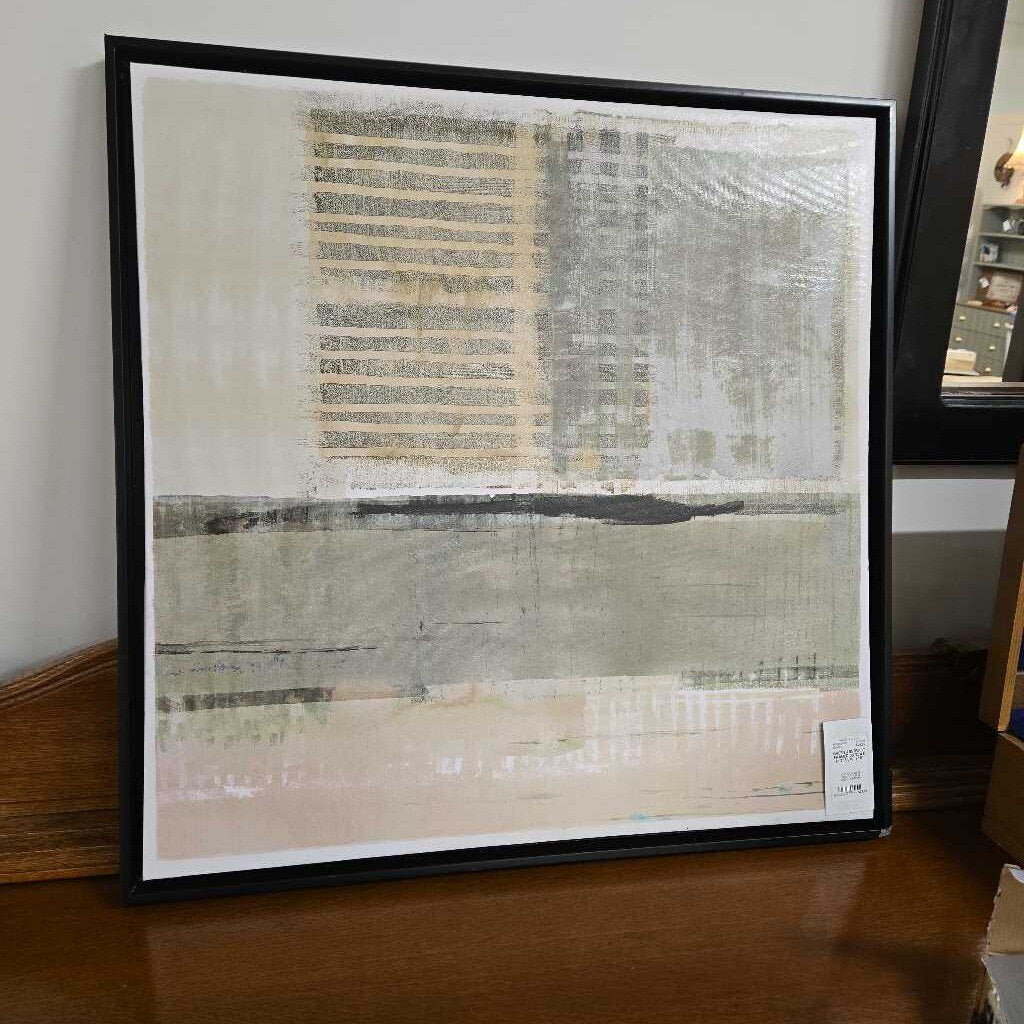 GREEN ABSTRACT FRAMED CANVAS