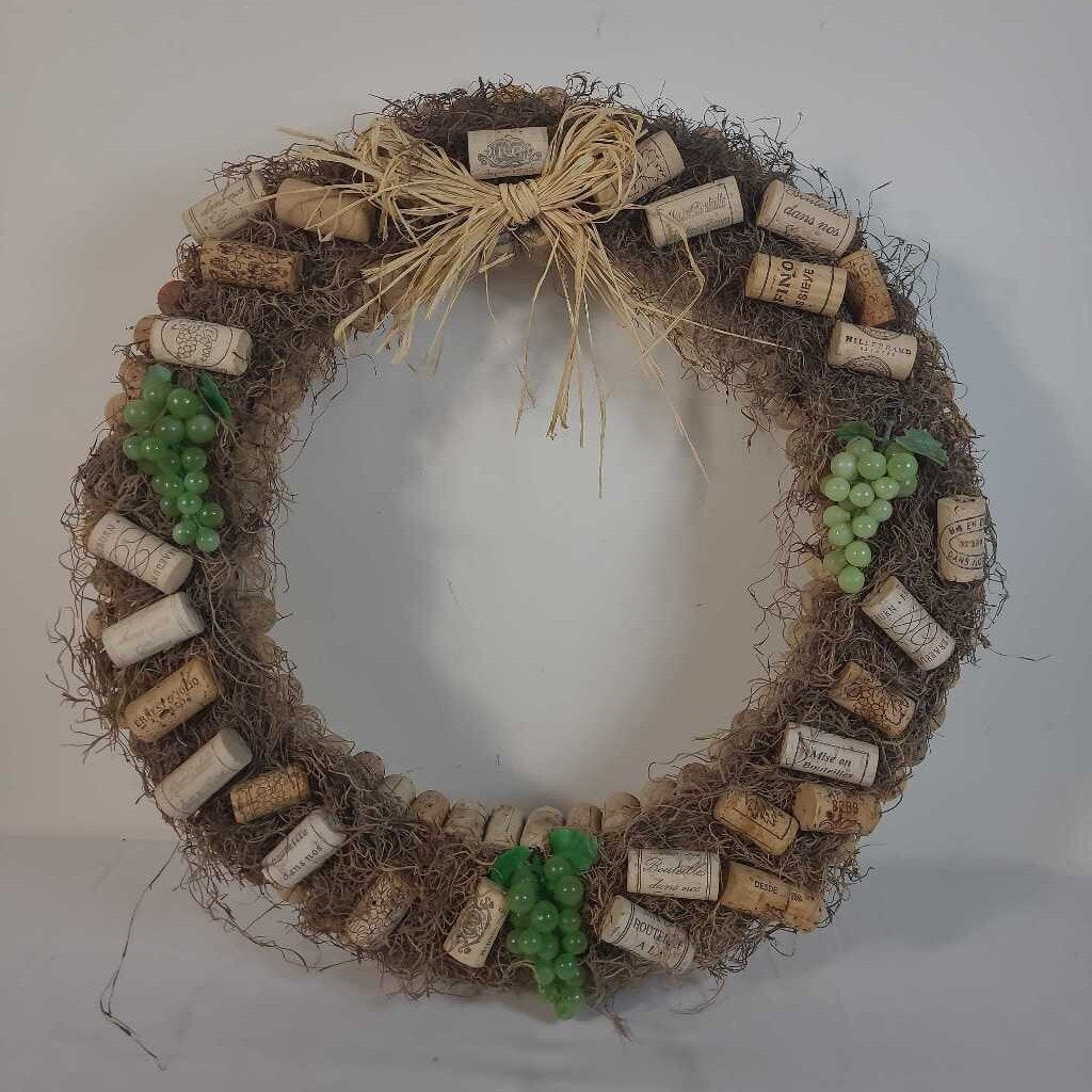 CORK WREATH W/ GRAPES