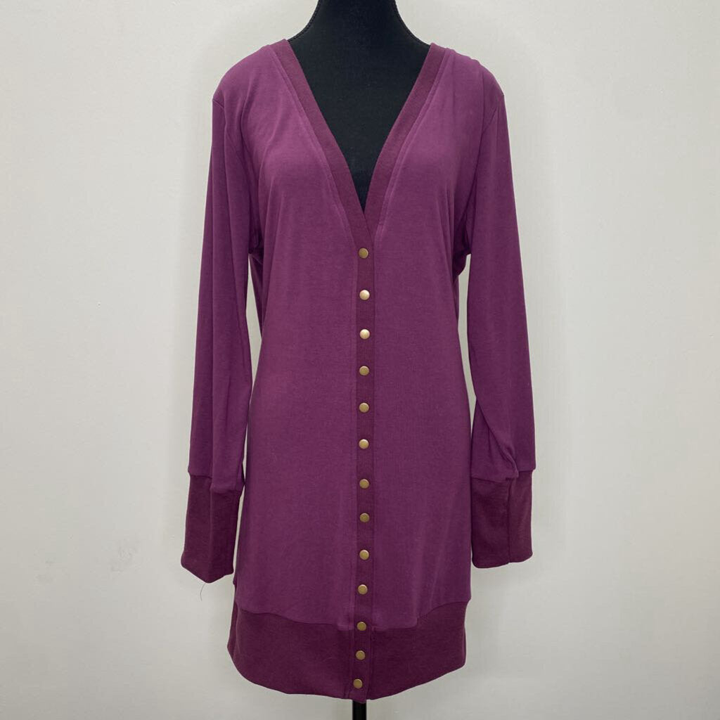 MEROKEETY - PURPLE BUTTONED CARDIGAN