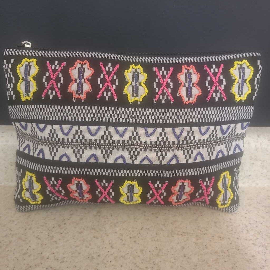 APHORISM - YELLOW/PINK/BLUE/BLACK AZTEC BEADED POUCH