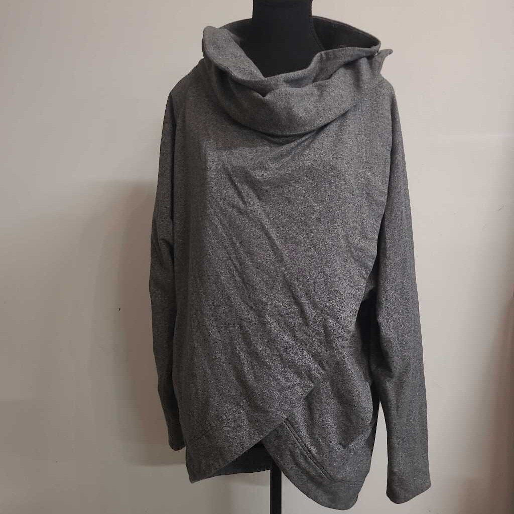 LULULEMON - GREY RULU RALLY WRAP HEATHERED SNAPS TULIP CUT SWEATER