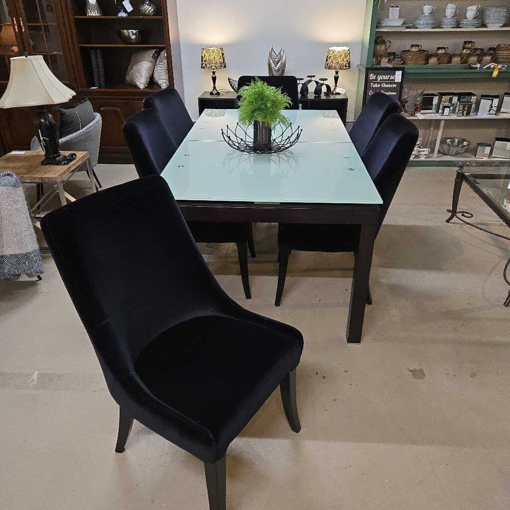 S/6 BLACK VELVET DINING CHAIR