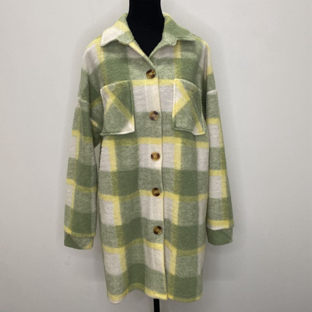ZEBRA - GREEN WOOL-BLEND PLAID JACKET