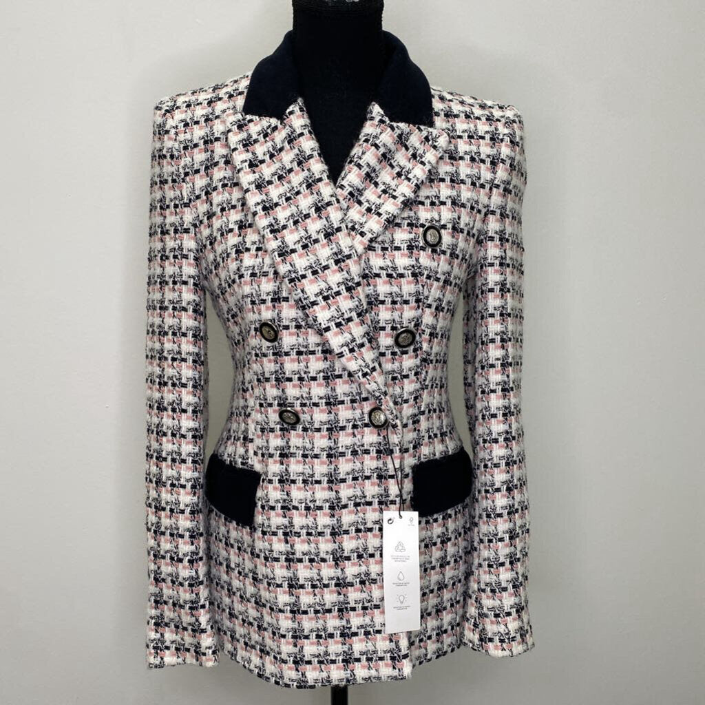 ZARA - B/W TWEED BLAZER W/ PINK