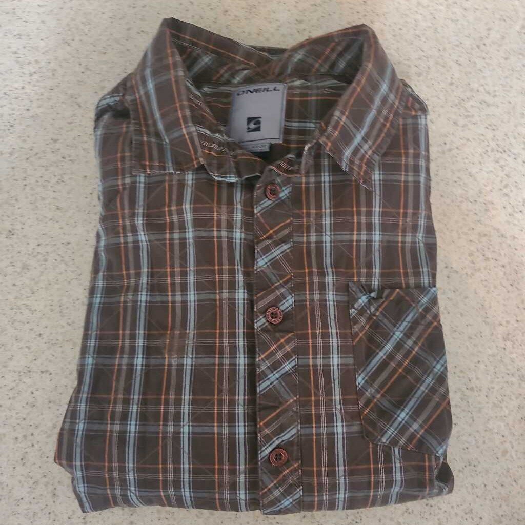 MENS BROWN/BLUE PLAID SHIRT