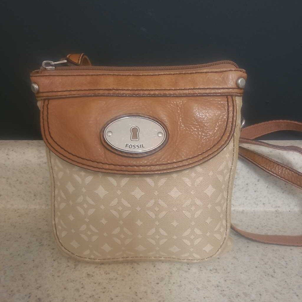 FOSSIL CLOTH & LEATHER CROSSBODY