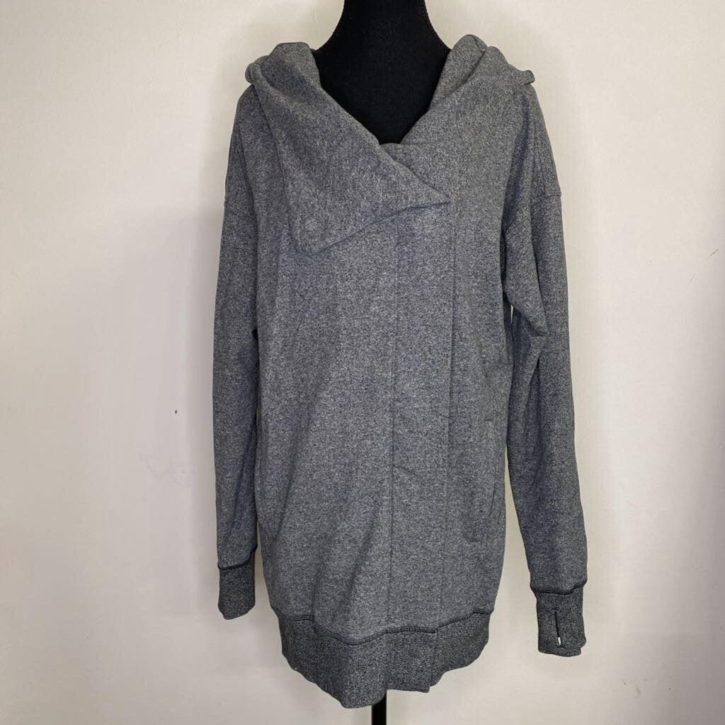 LULULEMON - GREY ZIP-UP A-SYMMETRICAL HOODED SWEATER