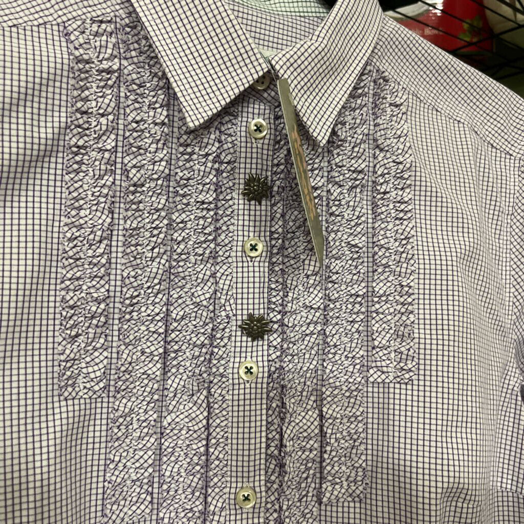 Women's Purple/White Check Button Down Shirt
