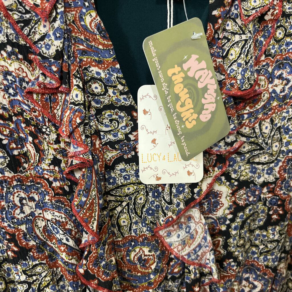 NWT Coastal Cowgirl Multi-Tiered Full Length Long Sleeve Floral Maxi Dress