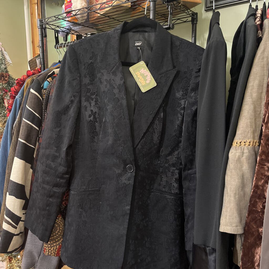 Women's Black Floral Damask Blazer