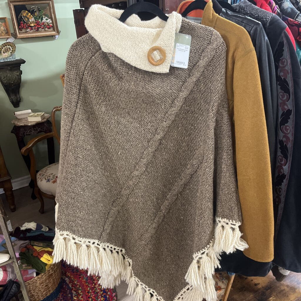 Tan Women's Knit Poncho