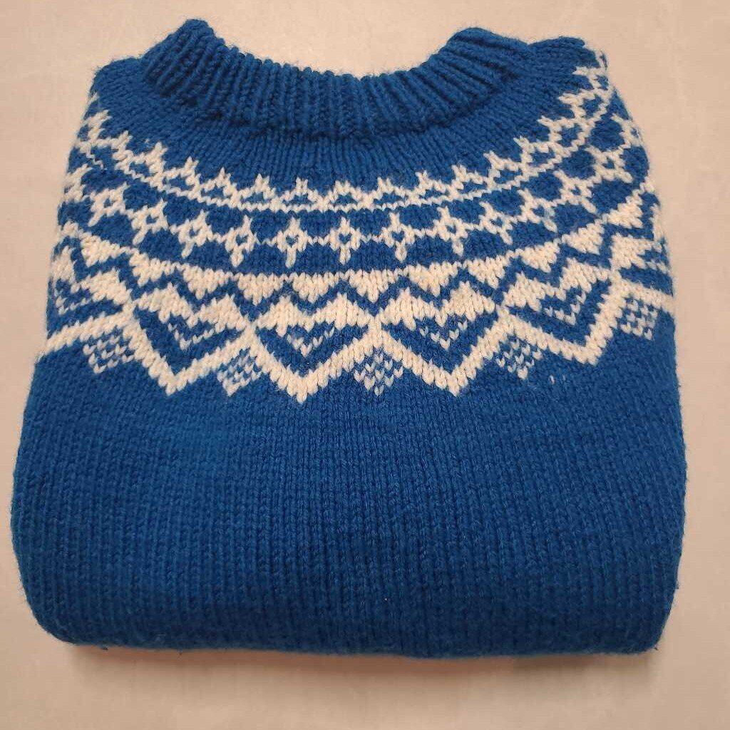 BLUE HANDKNIT FAIR ISLE SWEATER