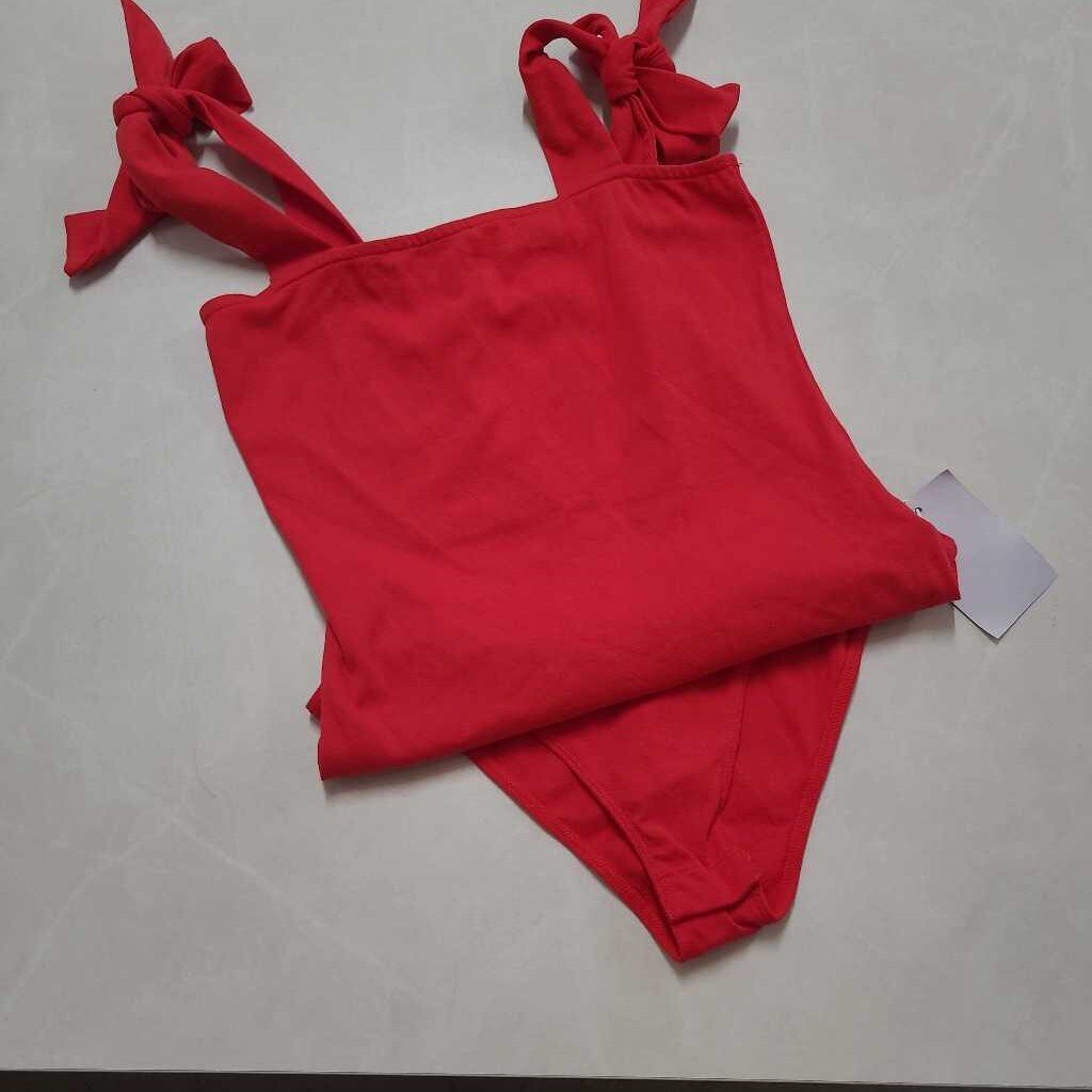 RED BODYSUIT WITH TIES