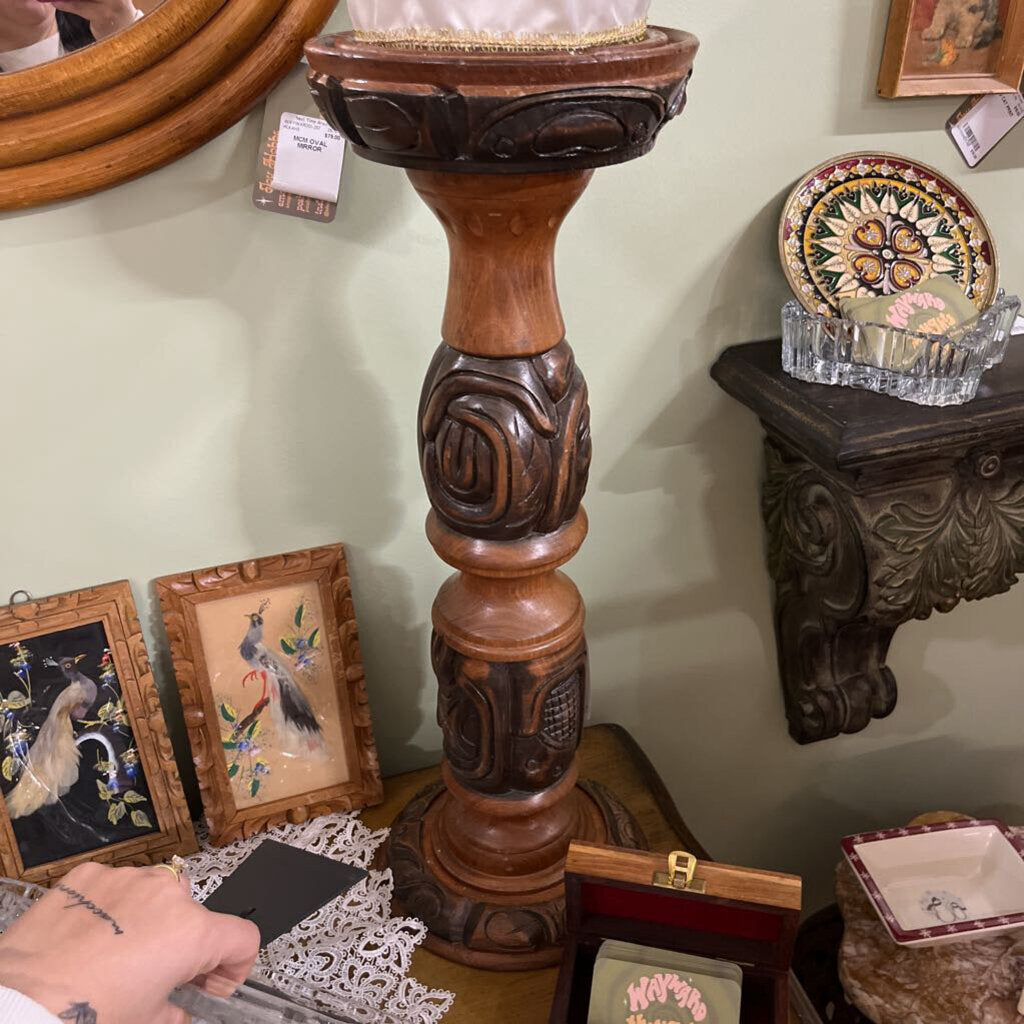 Tall Wooden Carved Ashtray From Honduras