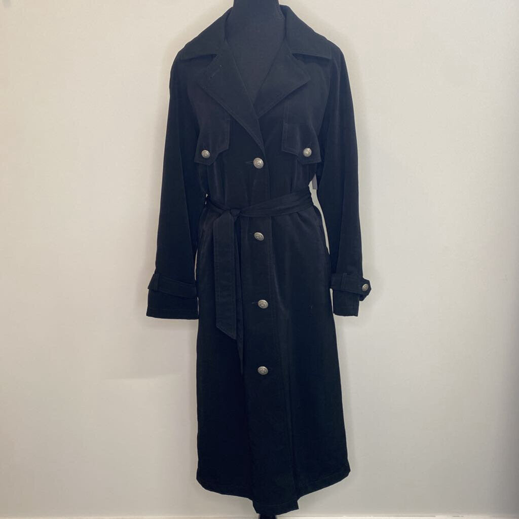 JUNIOR GALLERY - BLACK BUTTONED TRENCH COAT