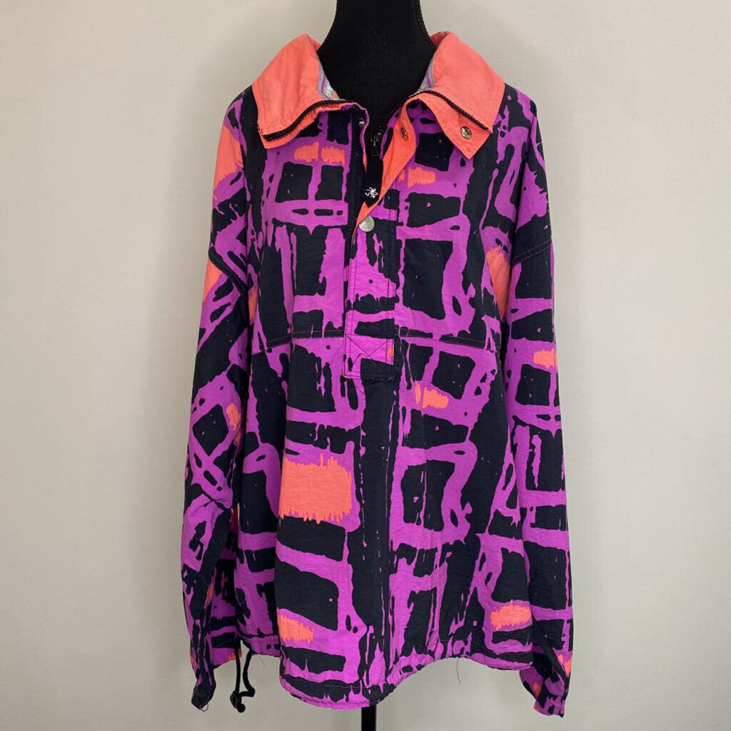 VTG PACIFIC OCEAN - BLACK/PURPLE/ORANGE PULLOVER WINDBREAKER