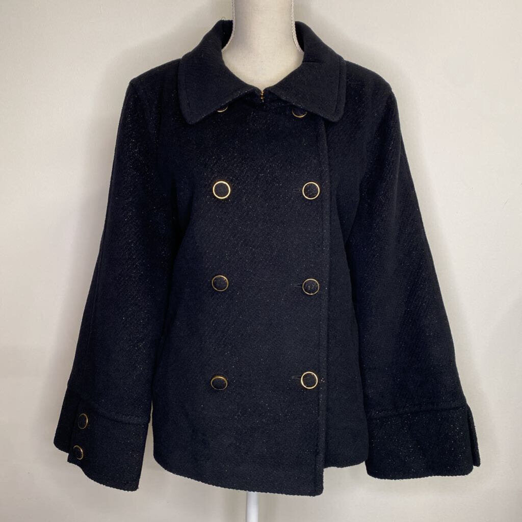 SPANNER - BLACK W/ GOLD FLECKS WOOL-BLEND COAT