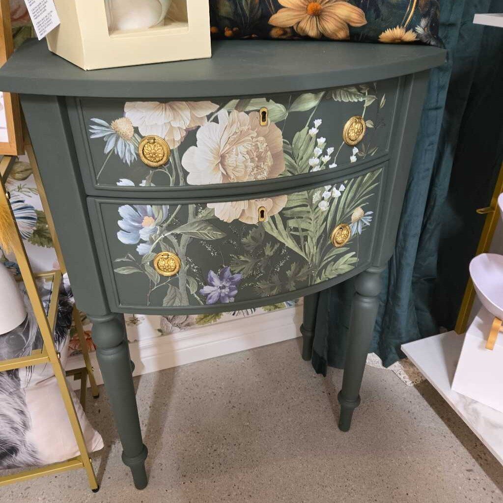 2pc Green Refinsihed Bombay Side Tables