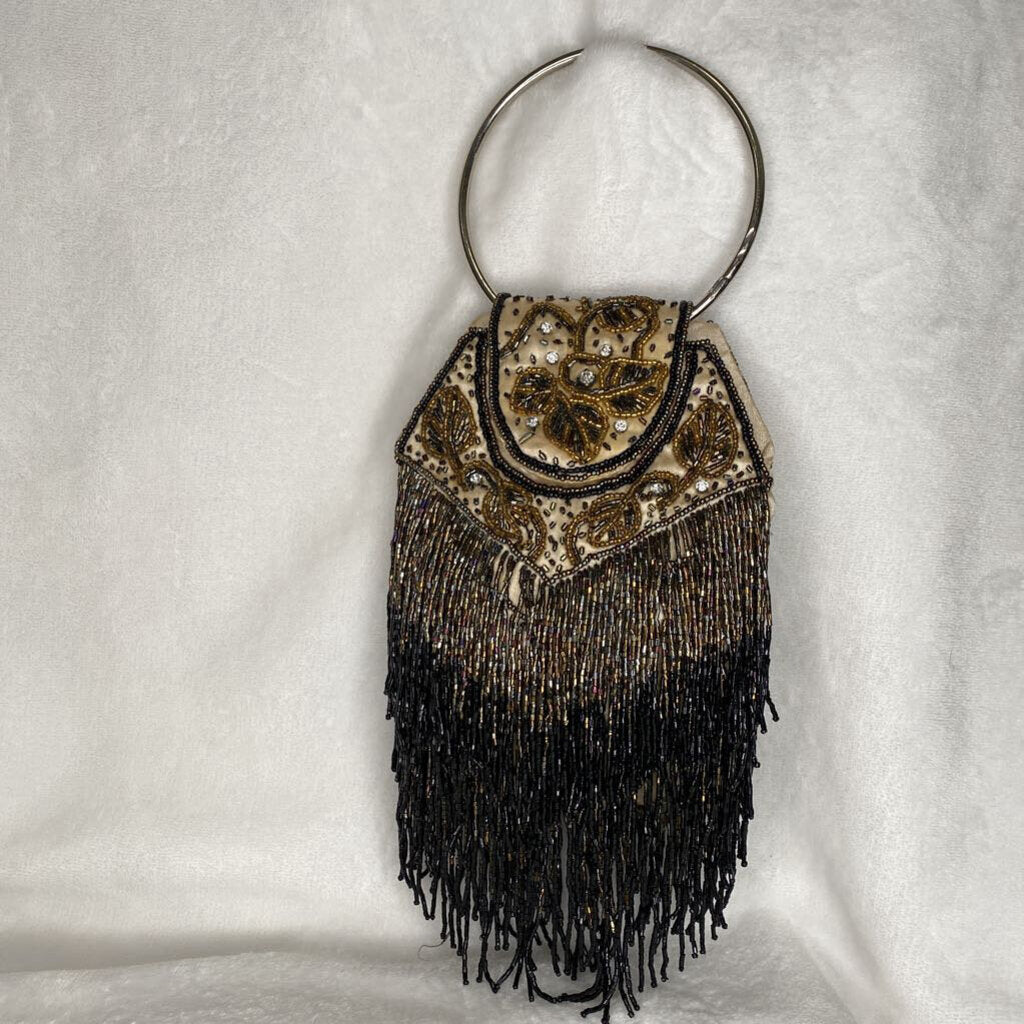 MAX MAYER - BLACK/BRONZE BEADED PURSE