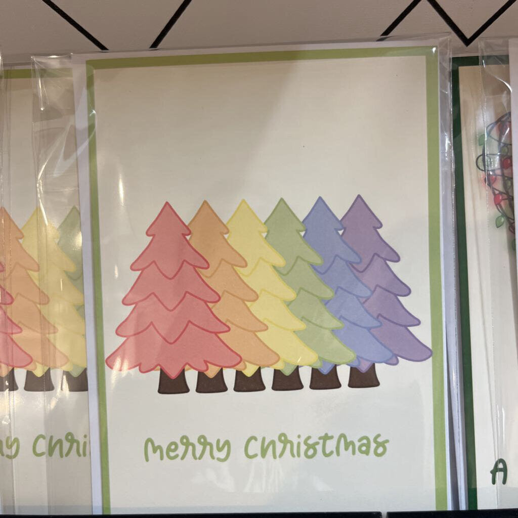 MERRY CHRISTMAS RAINBOW TREES CARD