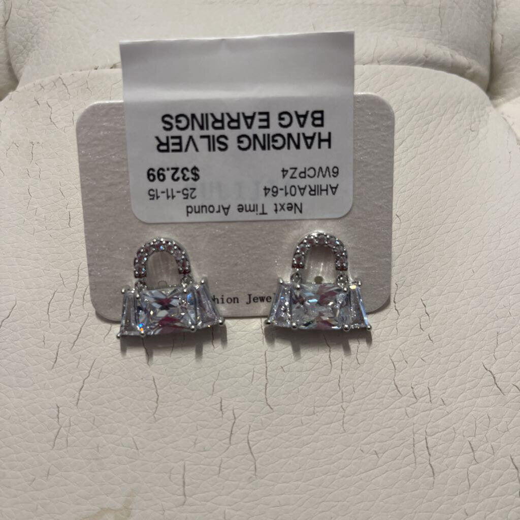 HANGING SILVER BAG EARRINGS