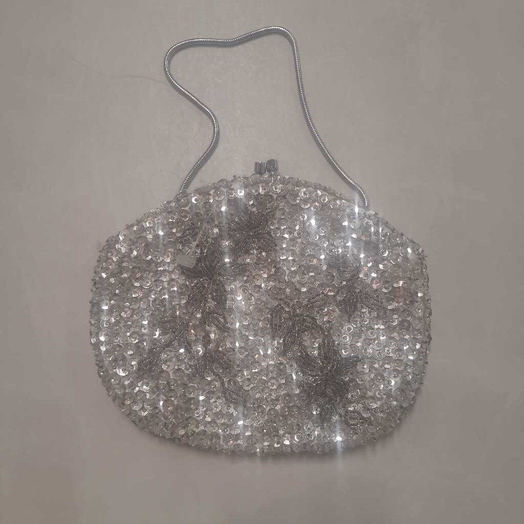 VINTAGE SILVER BEADED BAG