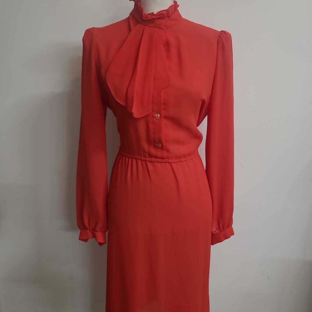 VINTAGE RED CREPE DRESS