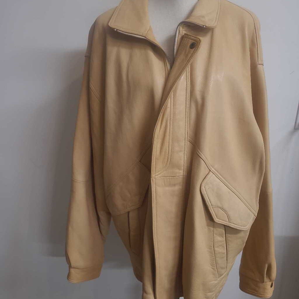 BEIGE MENS LEATHER JACKET