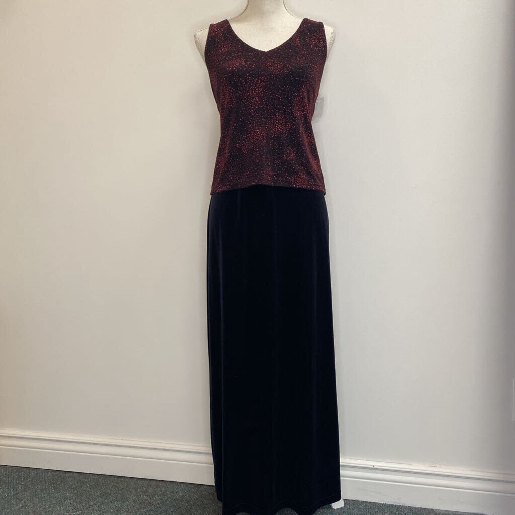 REITMANS - RED FLECK BLACK VELVET SLEEVELESS DRESS
