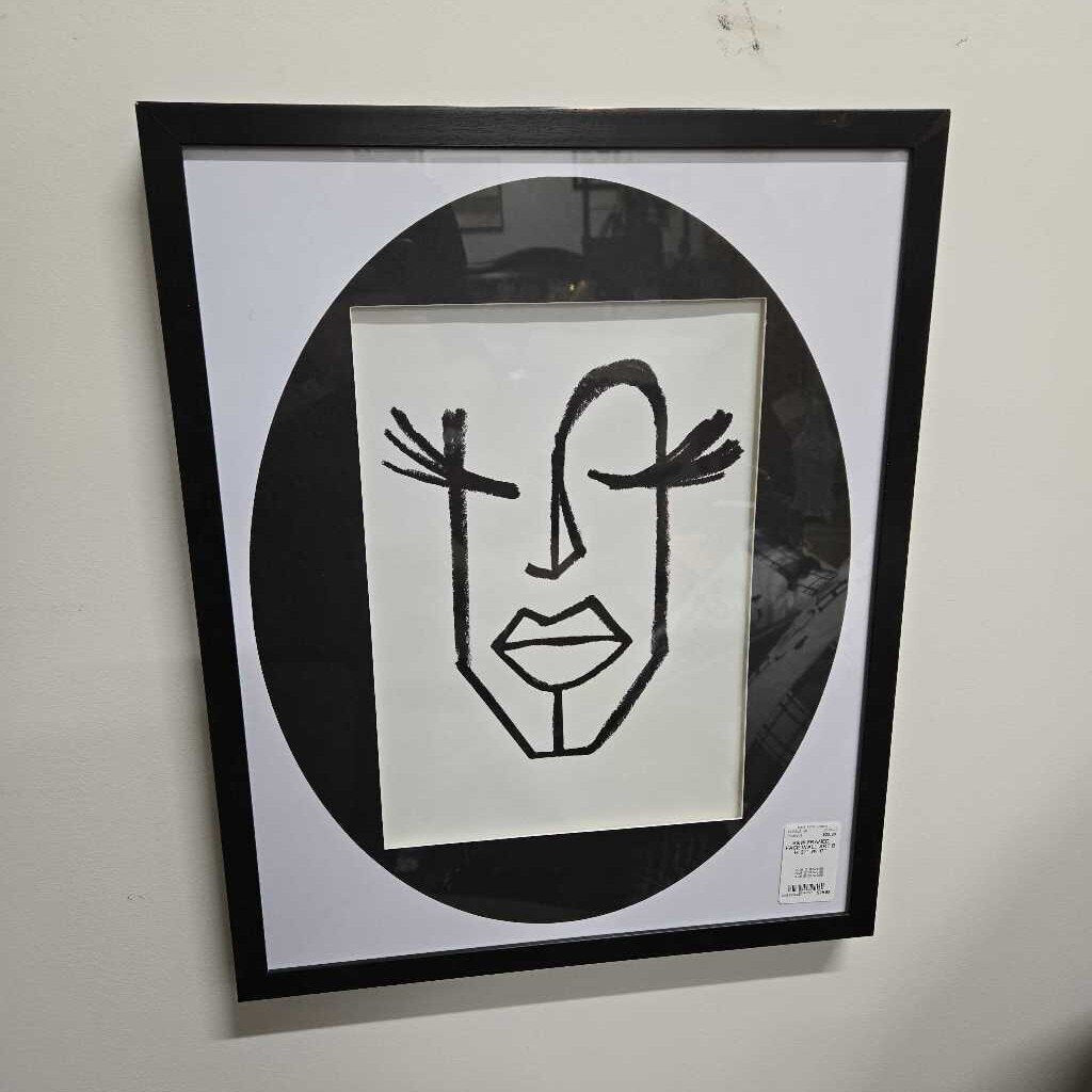 B&W FRAMED FACE WALL ART B