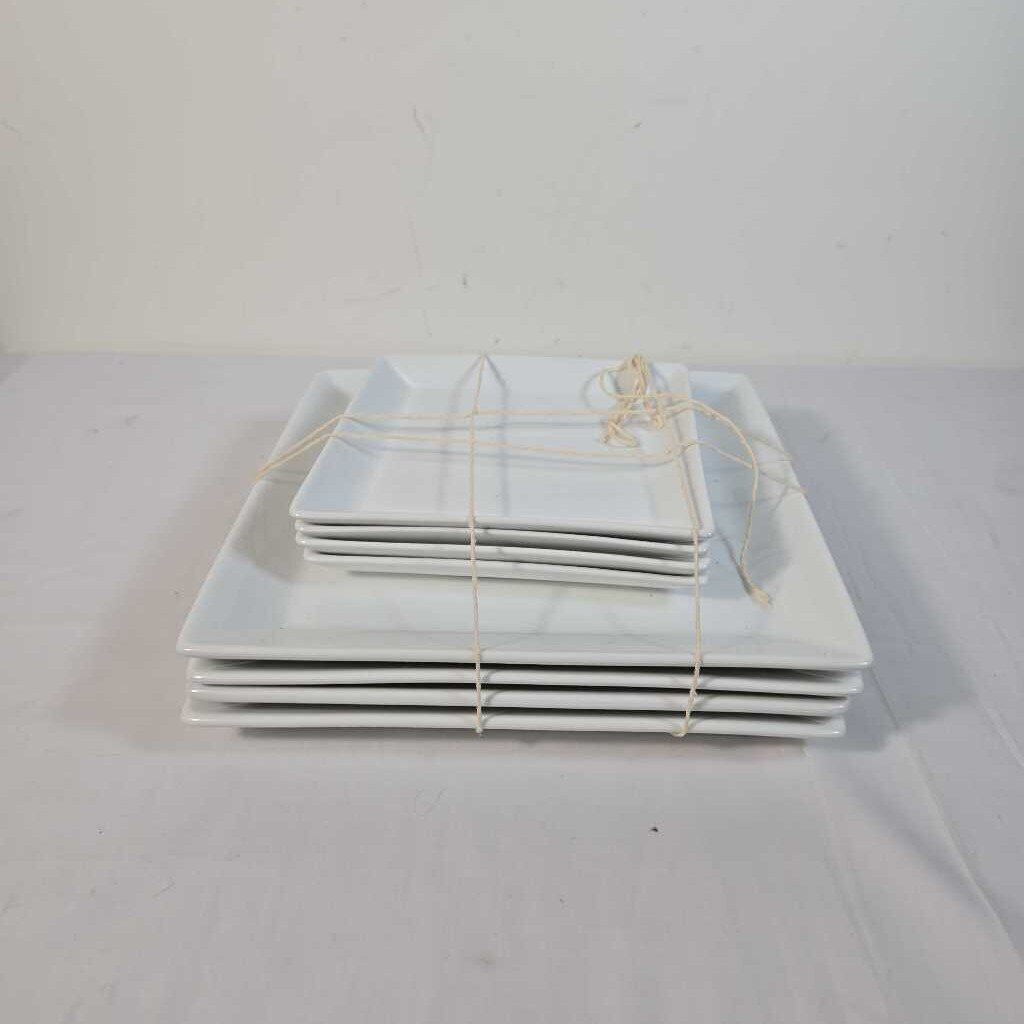 S/8 WHITE SQUARE PLATES