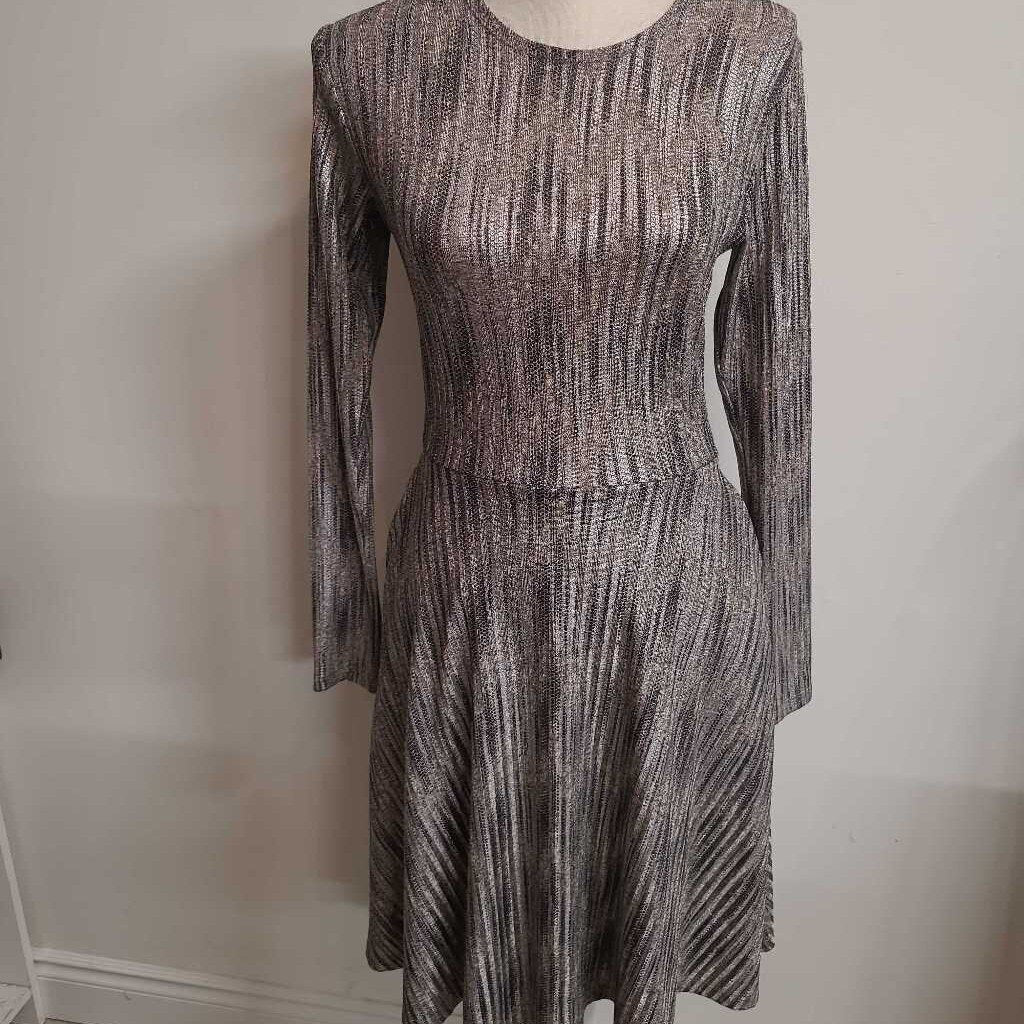 SILVER FIT & FLARE DRESS
