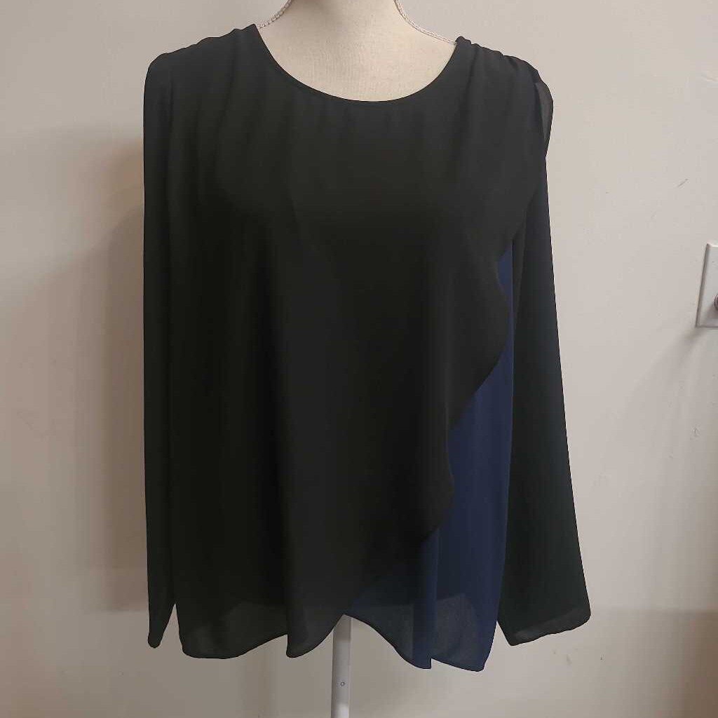 OLIVE&OAK - BLACK/NAVY ASYMMETRICAL L/S TOP