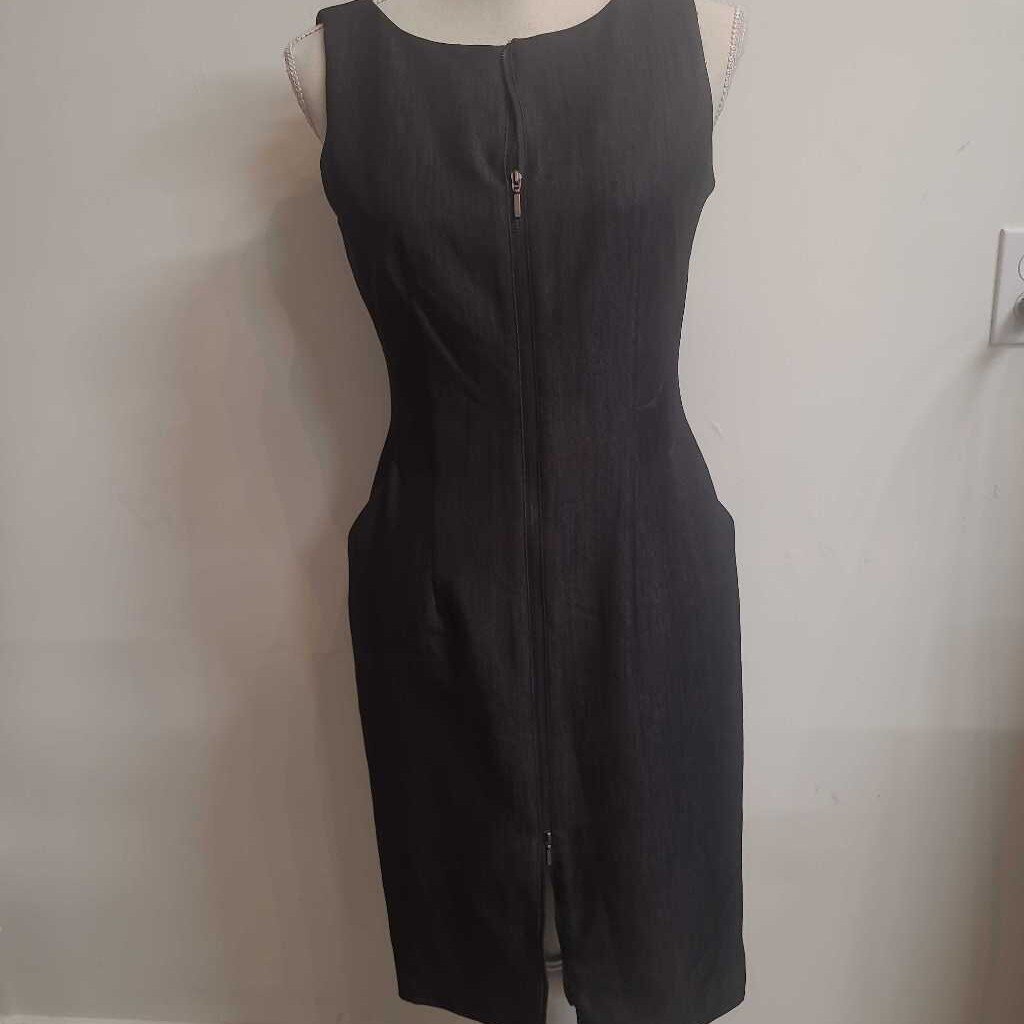 CALVIN KLEIN - DARK GREY ZIP-UP MIDI DRESS