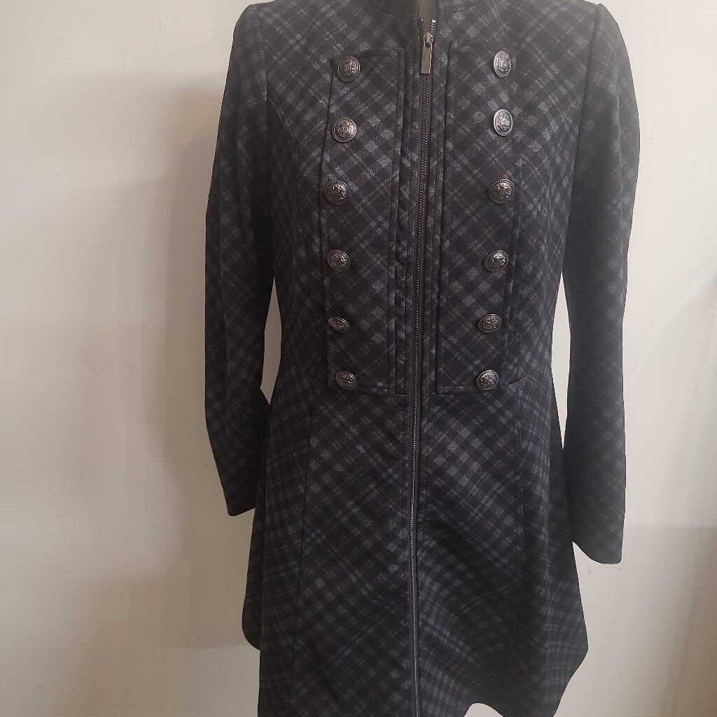 CLEO - BLACK PLAID MIDI COAT W/ BUTTONS