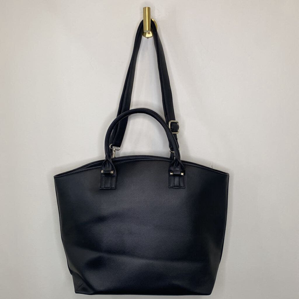 CESCA - BLACK VEGAN LEATHER TOTE BAG