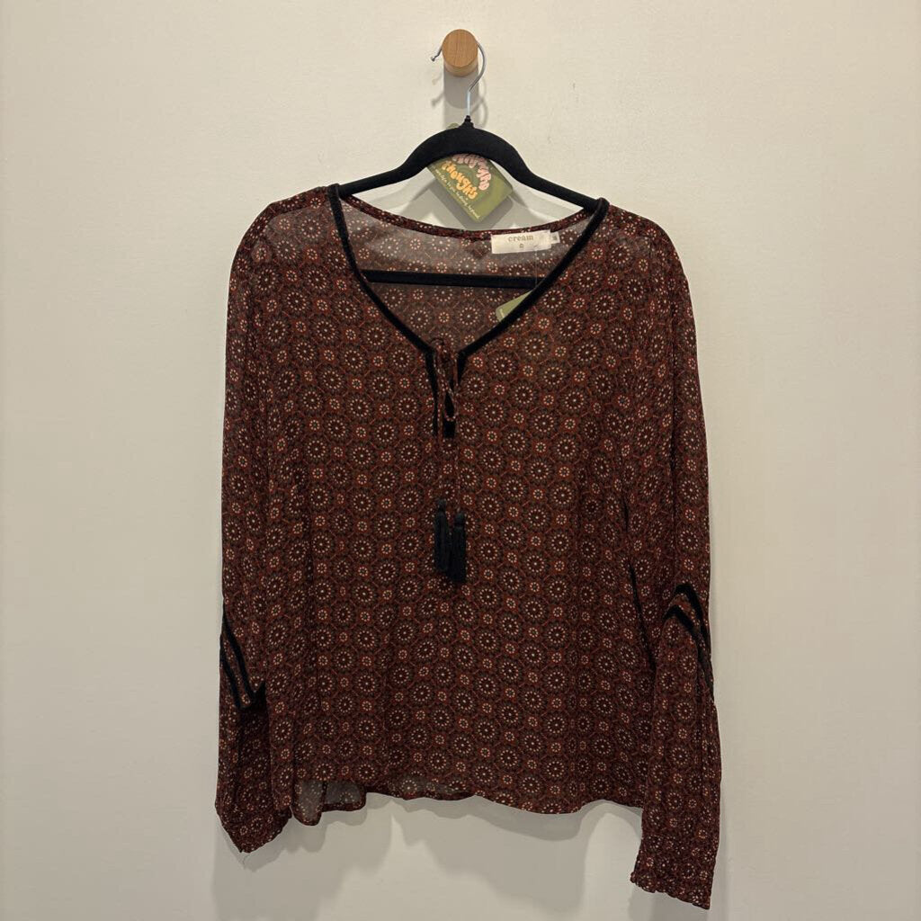 CREAM - PATTERNED PEASANT BLOUSE