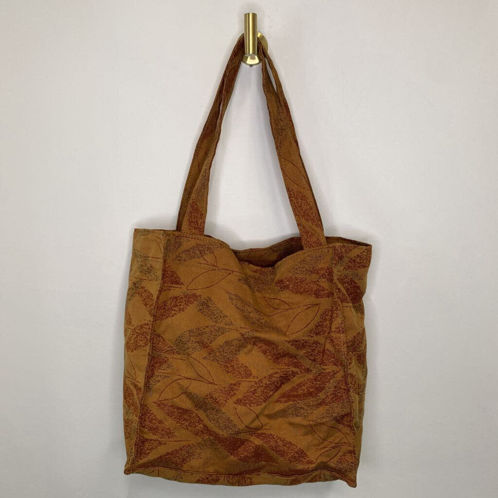 BROWN LEAF CANVAS TOTE BAG