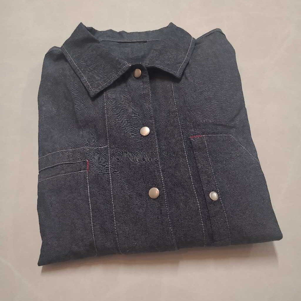 TRISTAN - DARK-WASH DENIM BUTTON-UP SHORT JACKET