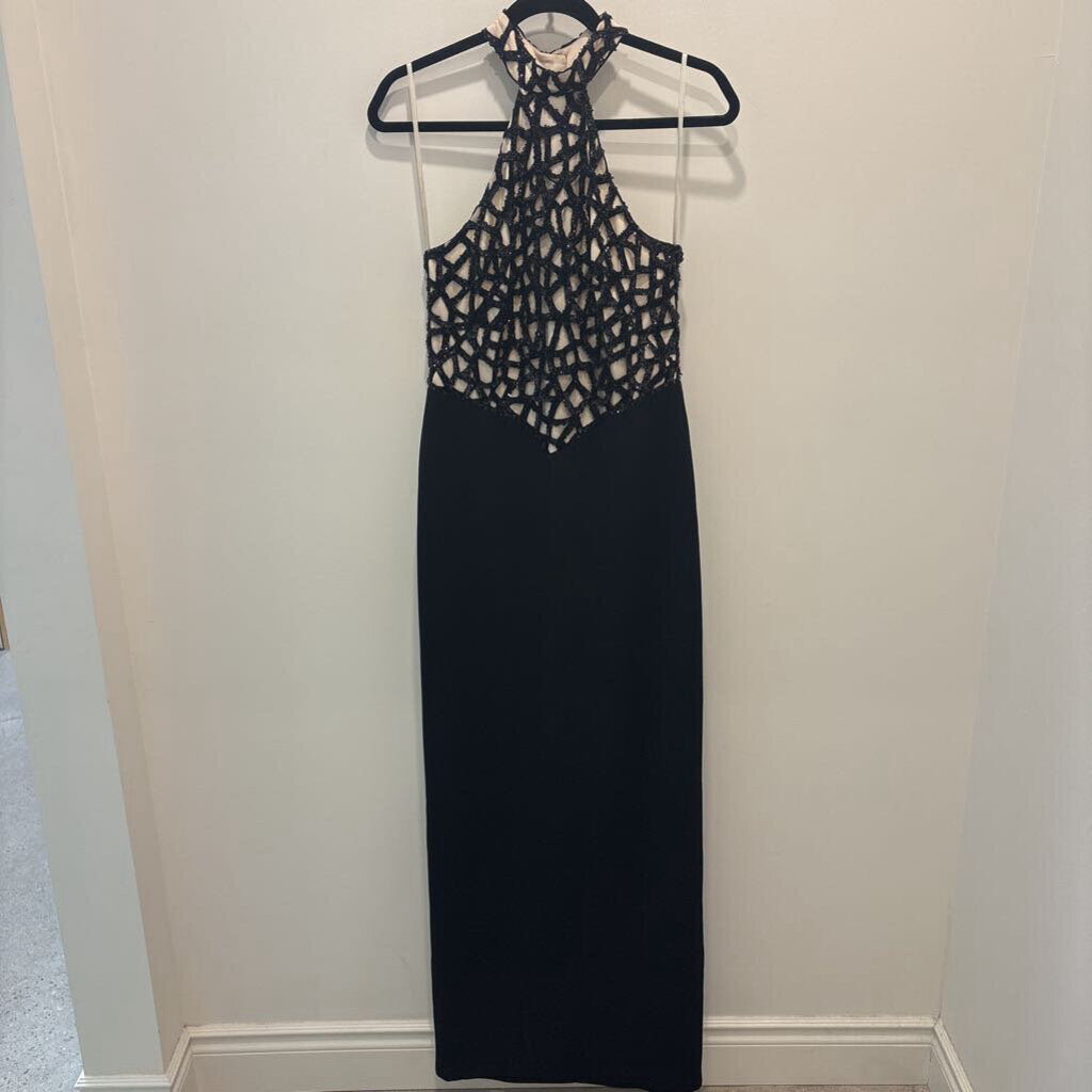 Black Geometric Cutout Maxi Gown