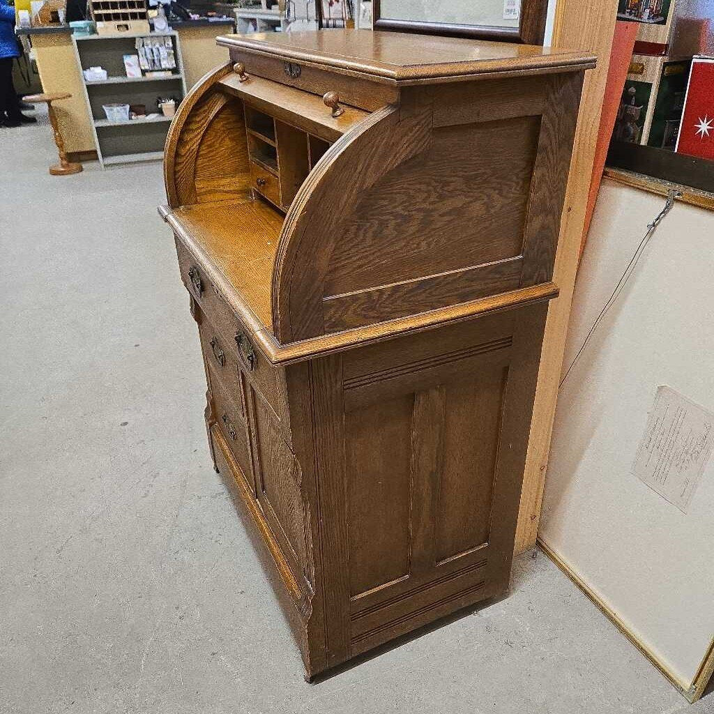 ANTIQUE OAK ROLLTOP DESK