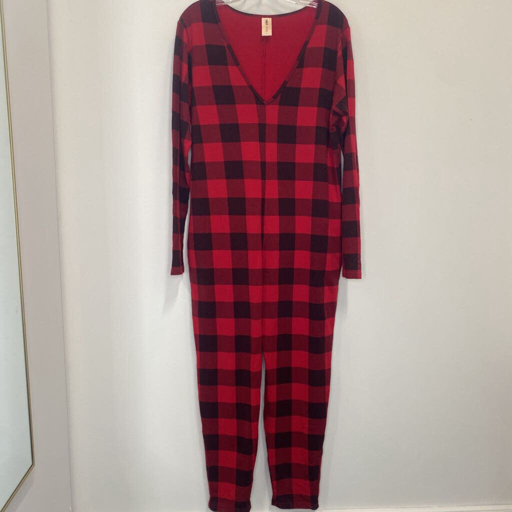 SMASH + TESS - BLACK/RED PLAID ONESIE