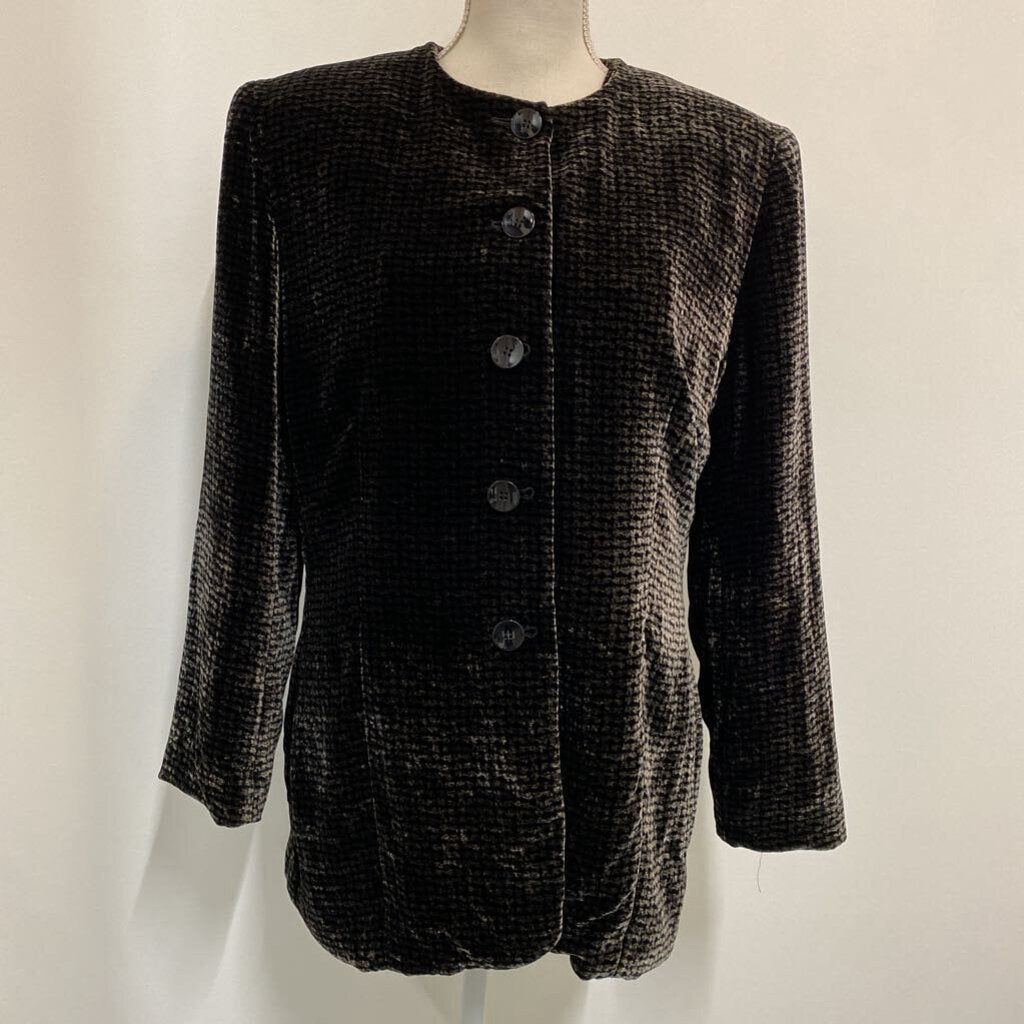 JONES NEW YORK - BLACK/GREY VELVET BUTTONED BLAZER