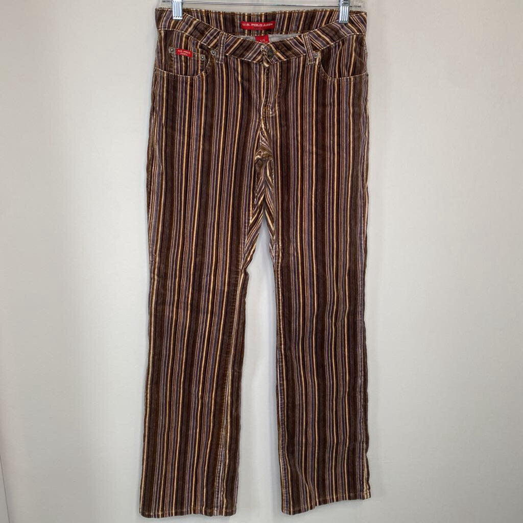 U.S. POLO ASSN. - BROWN/PURPLE STRIPED CORDUROY PANTS