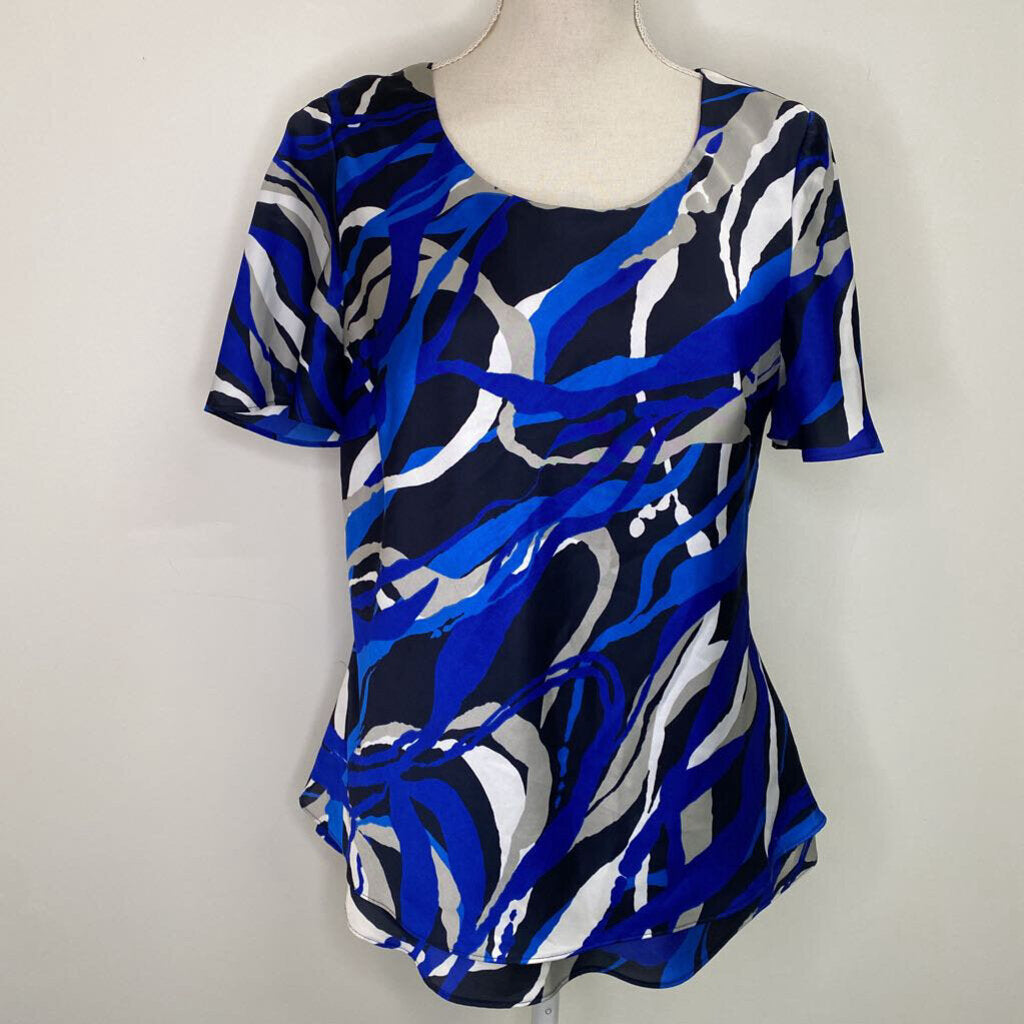 WINDSMOOR - BLUE/GREY/BLACK ABSTRACT S/S TOP